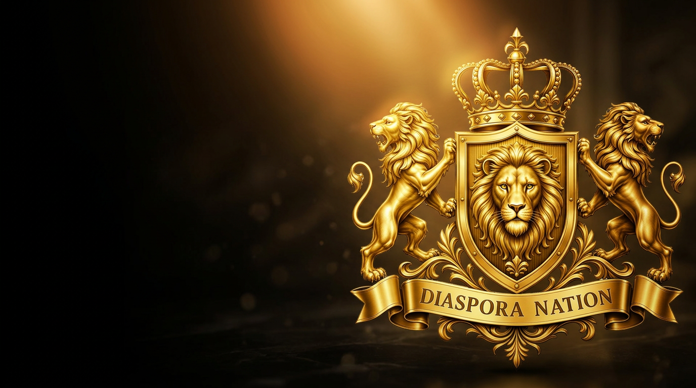 Diaspora citizens united, celebrating together in golden light